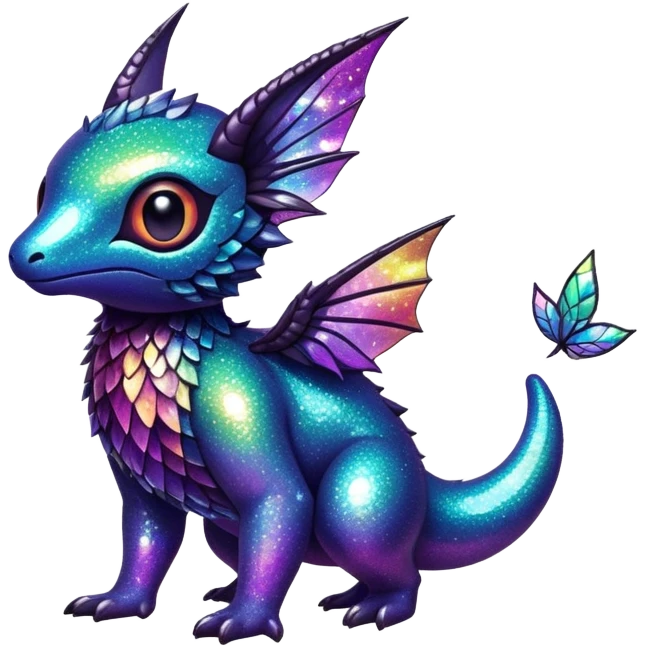 Randomly-colored sparkly dark exotic Fakémon-creature emoji