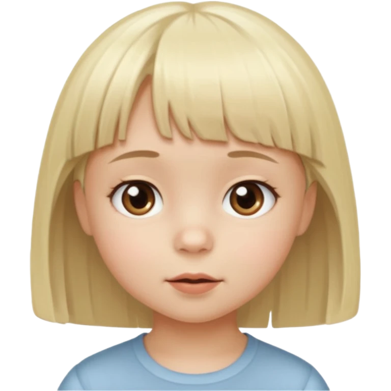 Niño pequeño con pelo corto muy rubio claro y mucho flequillo y ojos marrones emoji