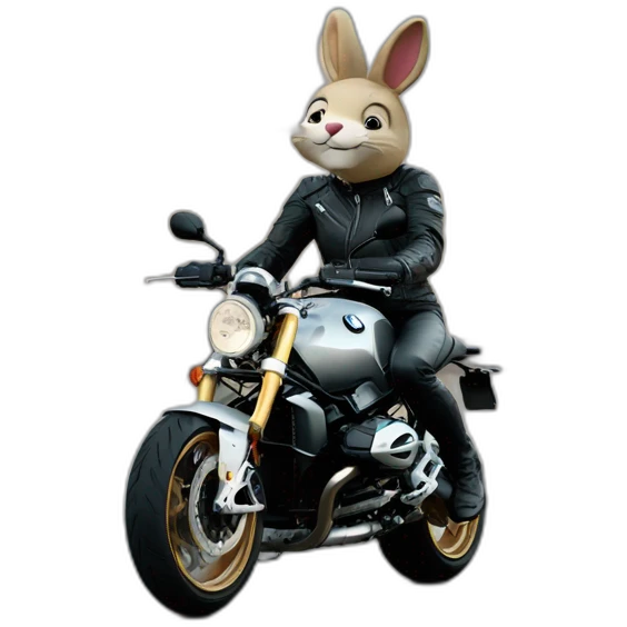 Biker bunny on bmw ninet emoji