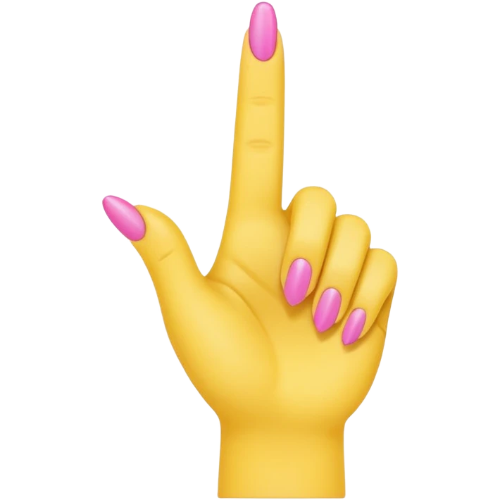Yellow female emoji hand with pink nails making an “L” with index finger and thumb emoji
