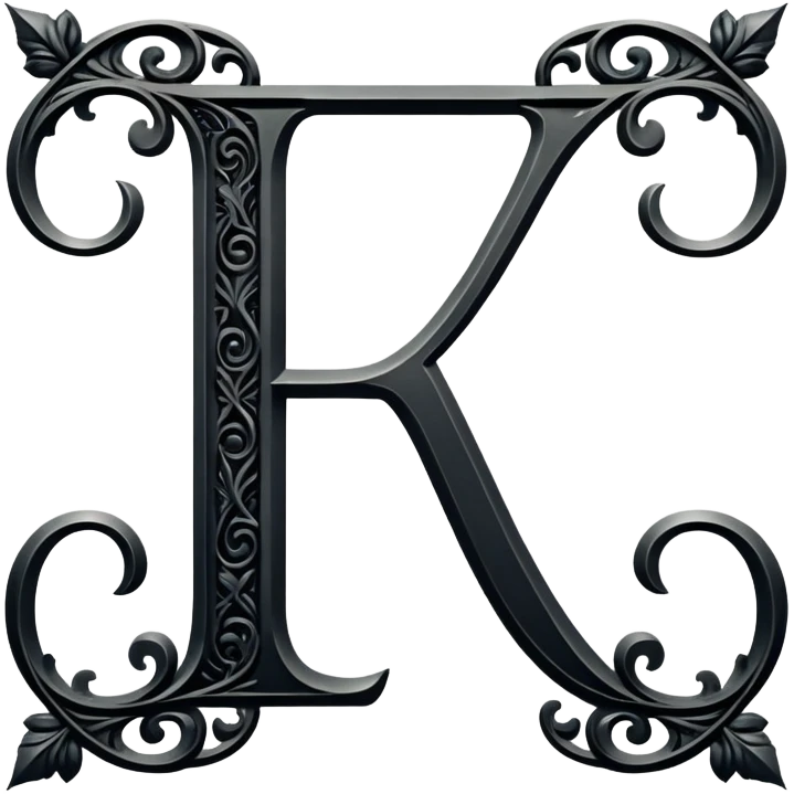Black gothic vintage, letter “F” of the alphabet emoji