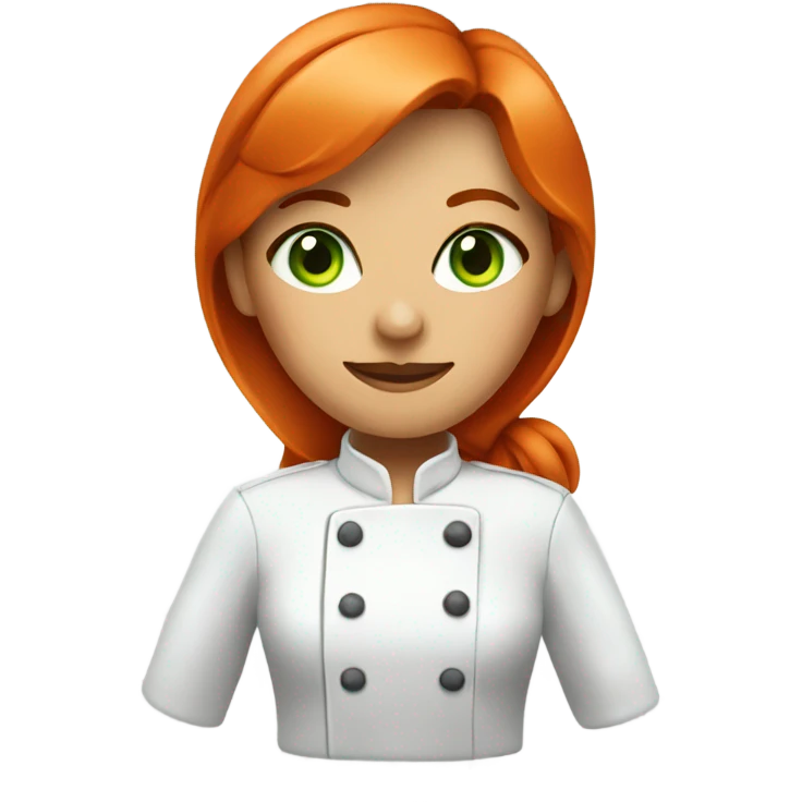 green eyesred haired female chef emoji