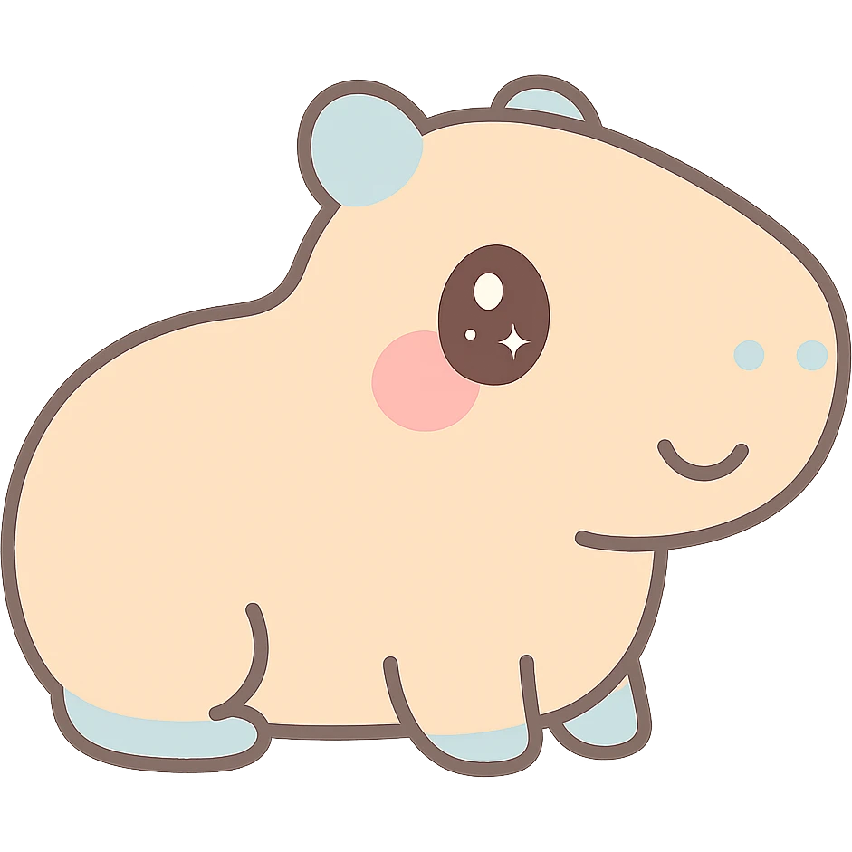 sweet capybara facing sideways, kawaii-inspired emoji