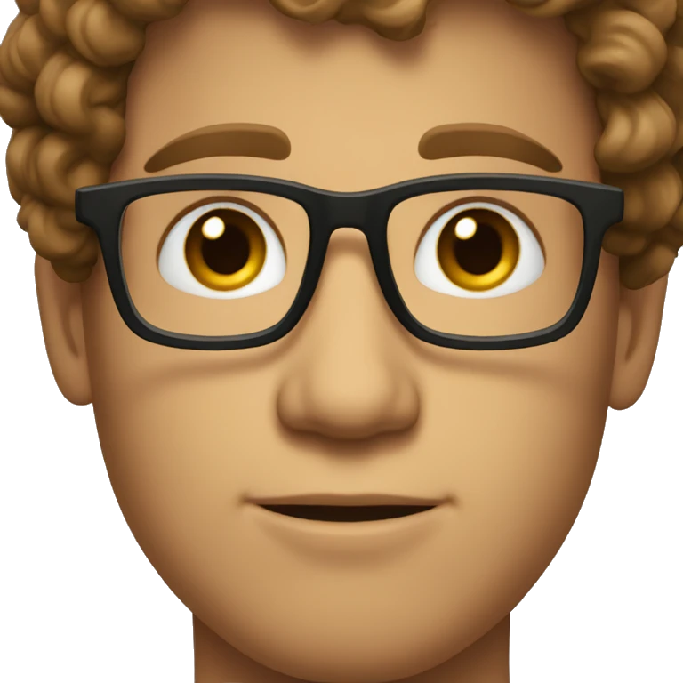a face of a young man with fair skin, brown curls and glasses emoji