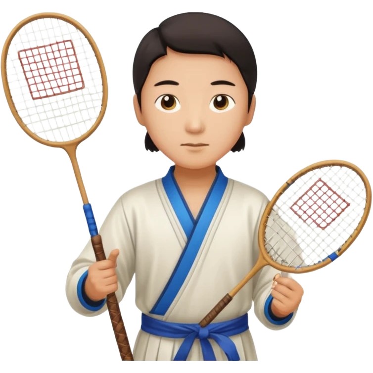 ancient chinese with badminton racket emoji