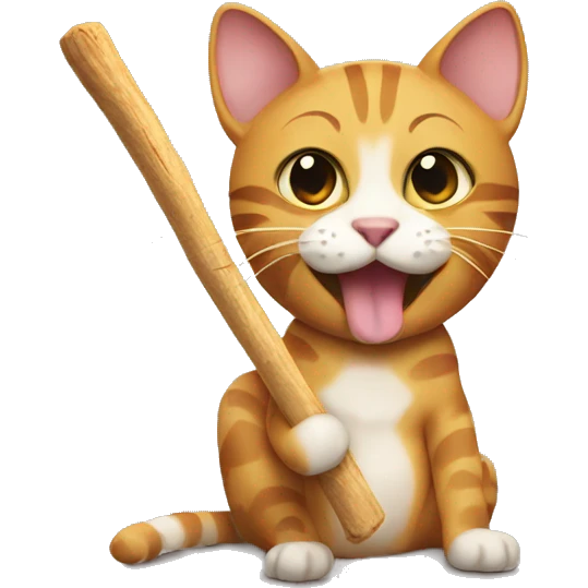Cat eating a stick stick emoji