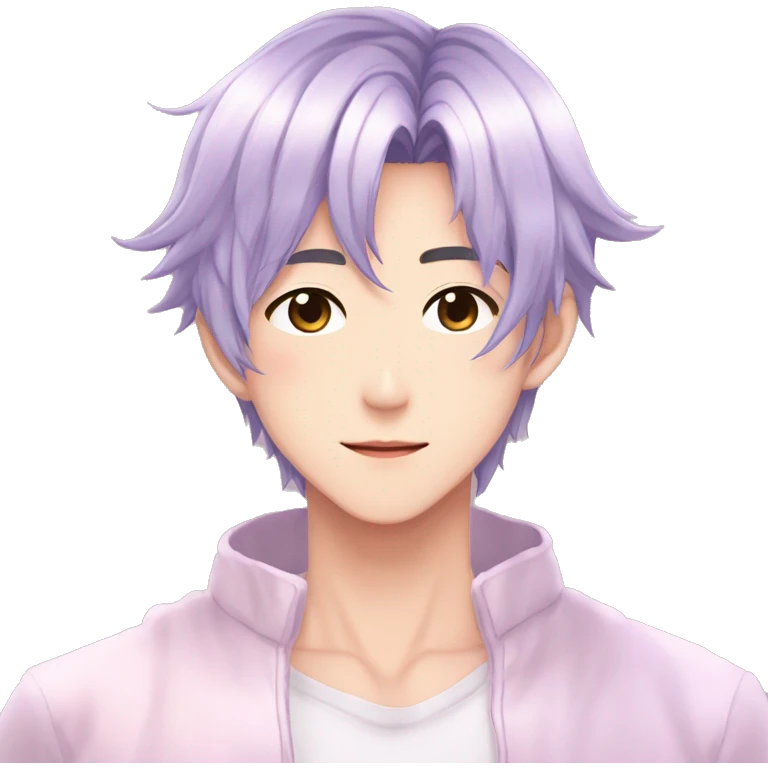 Gorgeous bright sparkly romantic Asian anime gentle man with blushing face aesthetic trending style outside emoji