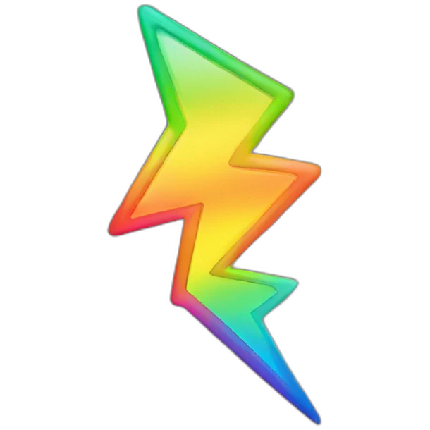 Lightning with the gradient colors of the lgbt flag emoji