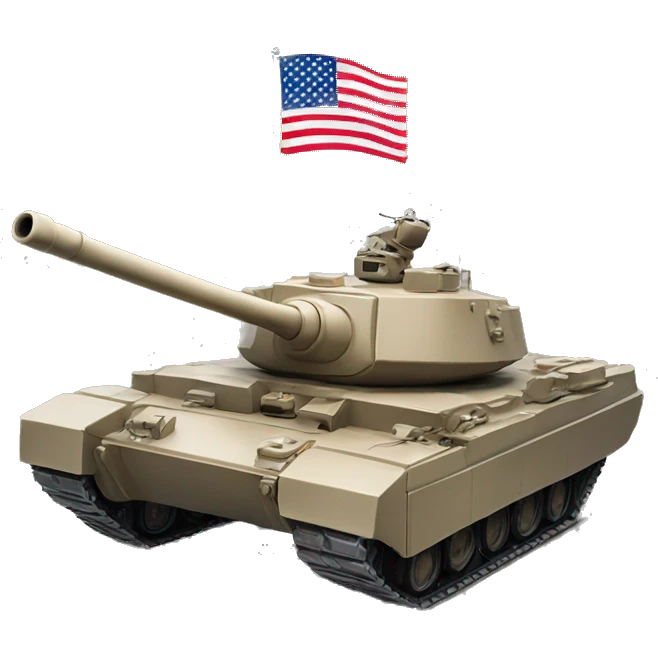 Tank with usa flag flying on it emoji
