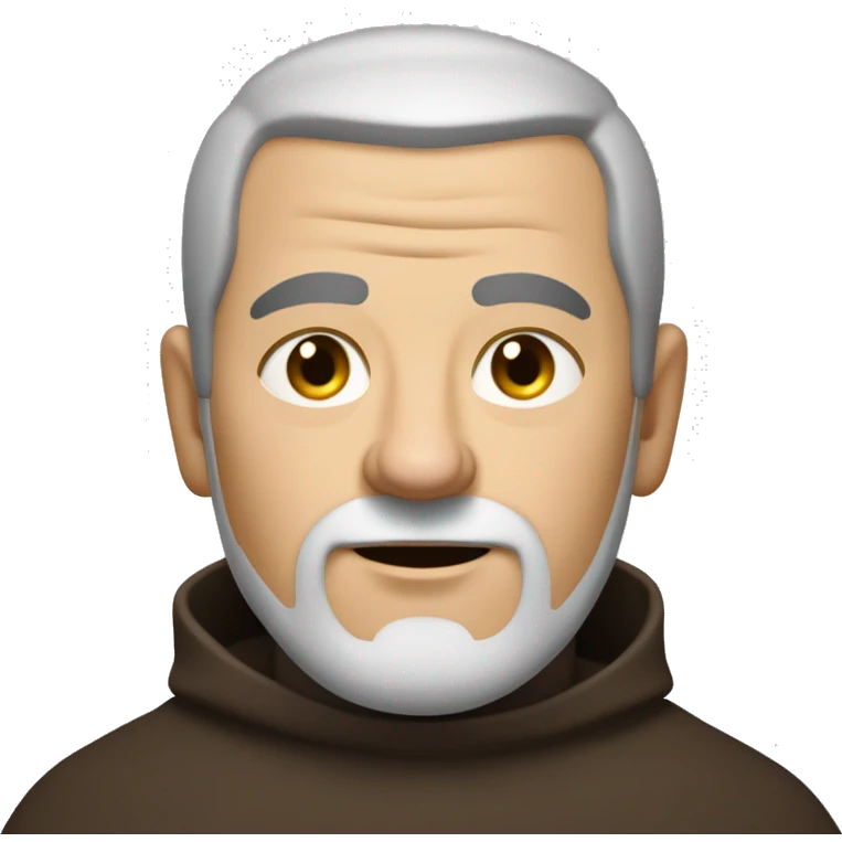 A middle-aged white male friar, sporting a grizzled look, with buzz-cut black hair and a pronounced square jaw. emoji