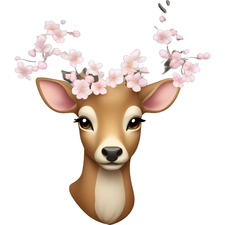 Elegant deer with blossoms entwined in its antlers emoji