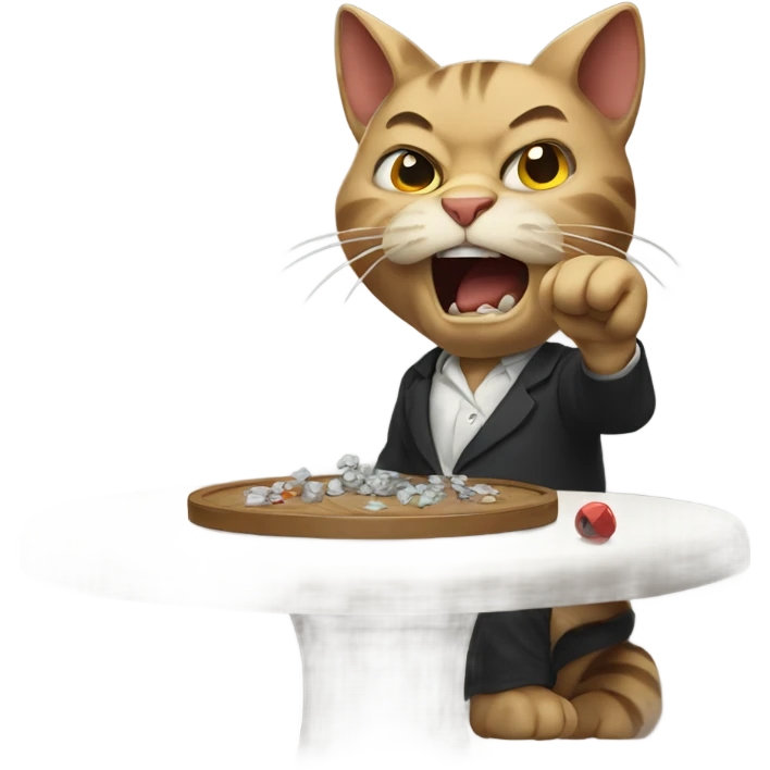 Angry cat throwing table emoji