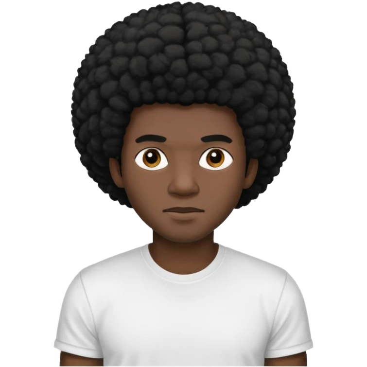 man with black afro hair and black skin emoji
