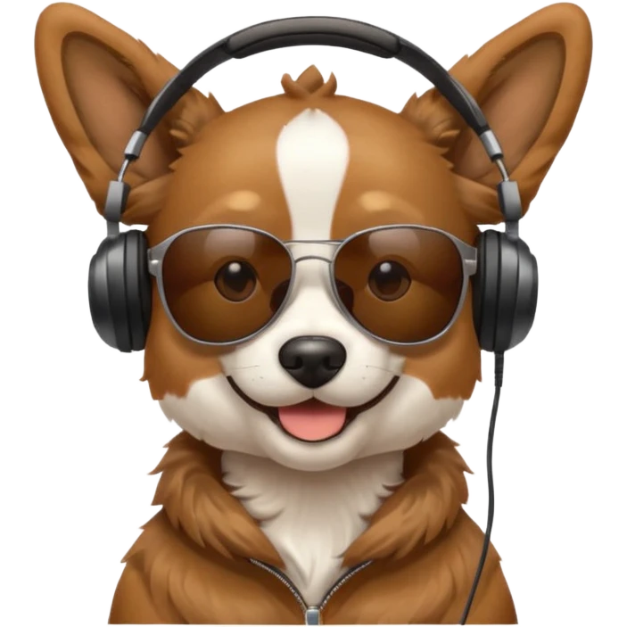 Dog wearing headphones with sunglasses  emoji