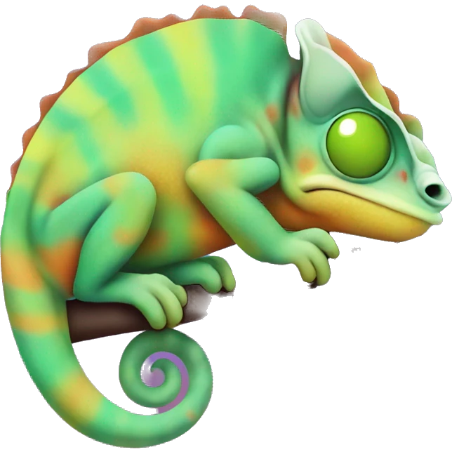 A multicoloured sleepy chameleon  emoji