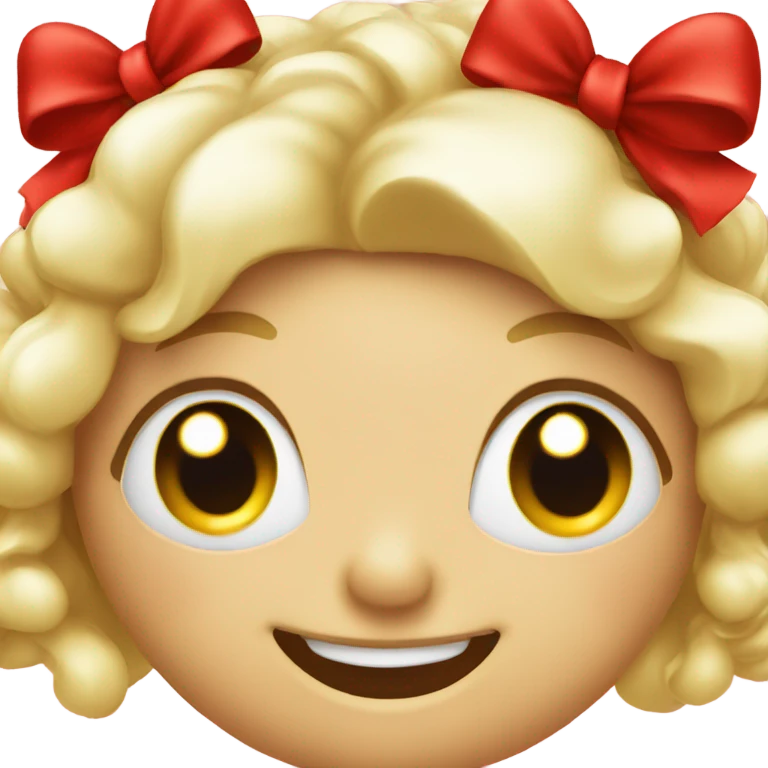 happy face with red bow on head  emoji