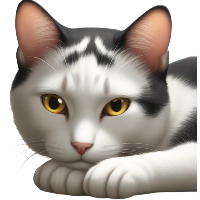 Black and white cat sun bathing emoji