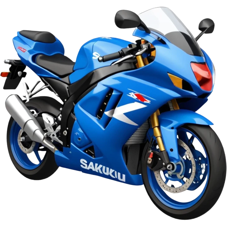 a Suzuki GSXR 1000 motorcycle with 'Sakqu' written in big, prominent letters above it, emoji style emoji