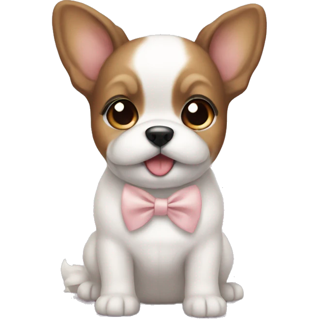 cutest dog ever with white bow emoji