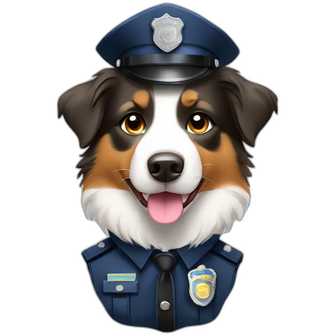 australian Shepherd in Police Uniform on Two paws emoji