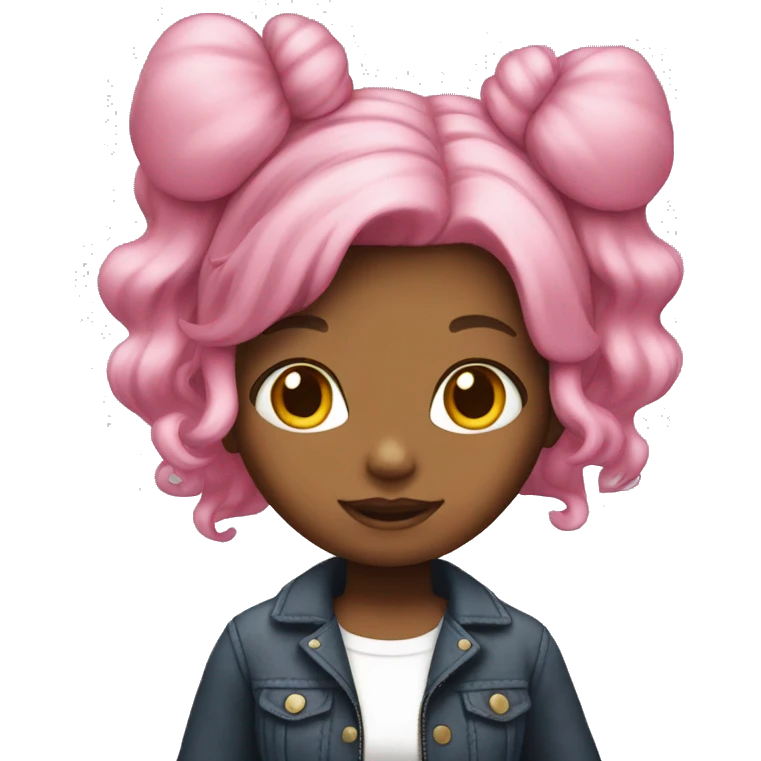 Girl with pink hair with hello kitty emoji