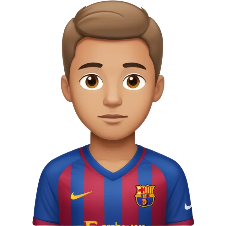 Handsome slightly tan boy wearing a barça jersey emoji