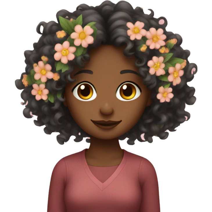 Curly girl with flowers  emoji