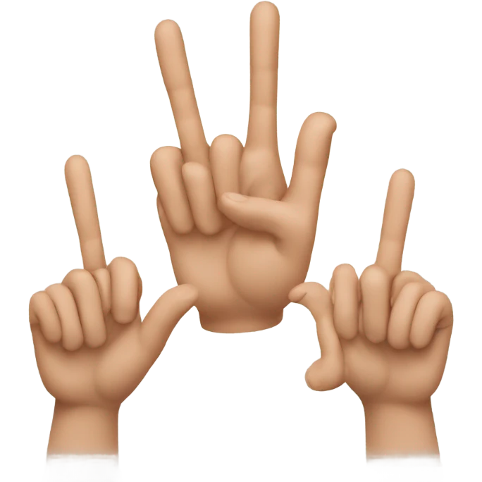three fingers up, little and the two ather midles emoji