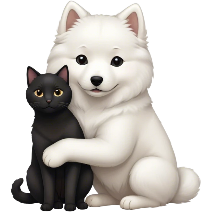 samoyed hug black british cat emoji