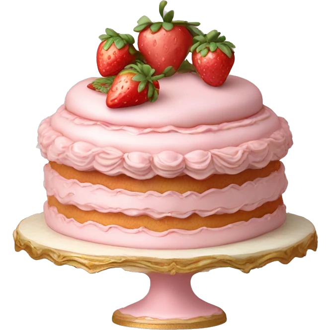 vintage rococo highly detailed pale pink cake with strawberries emoji