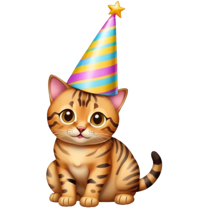 Bengal cat with birthday hat emoji