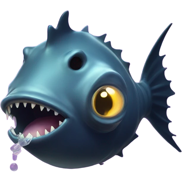 Anglerfish with glowing lure, sharp teeth, and big eyes. emoji