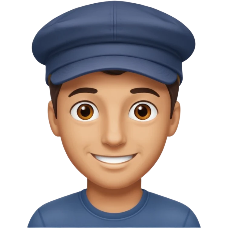 Joven moreno con gorra sonriendo emoji