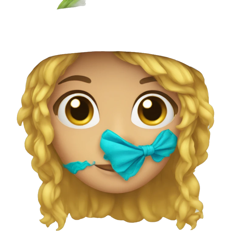 chica con el pelo azul ondulado y sombrero pirata y ojos verdes emoji