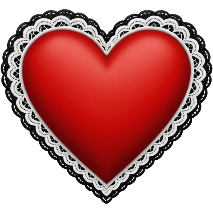 red and black heart with white lace, more black than red emoji