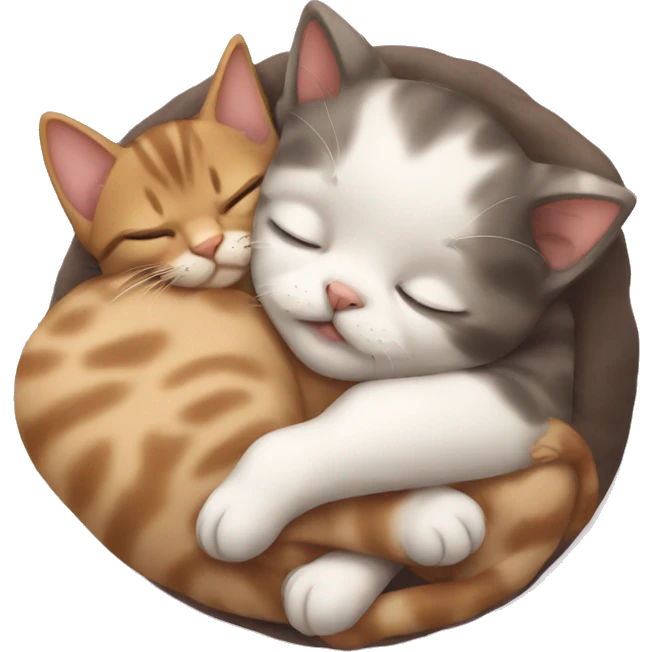 Kitten sleeping with puppy emoji