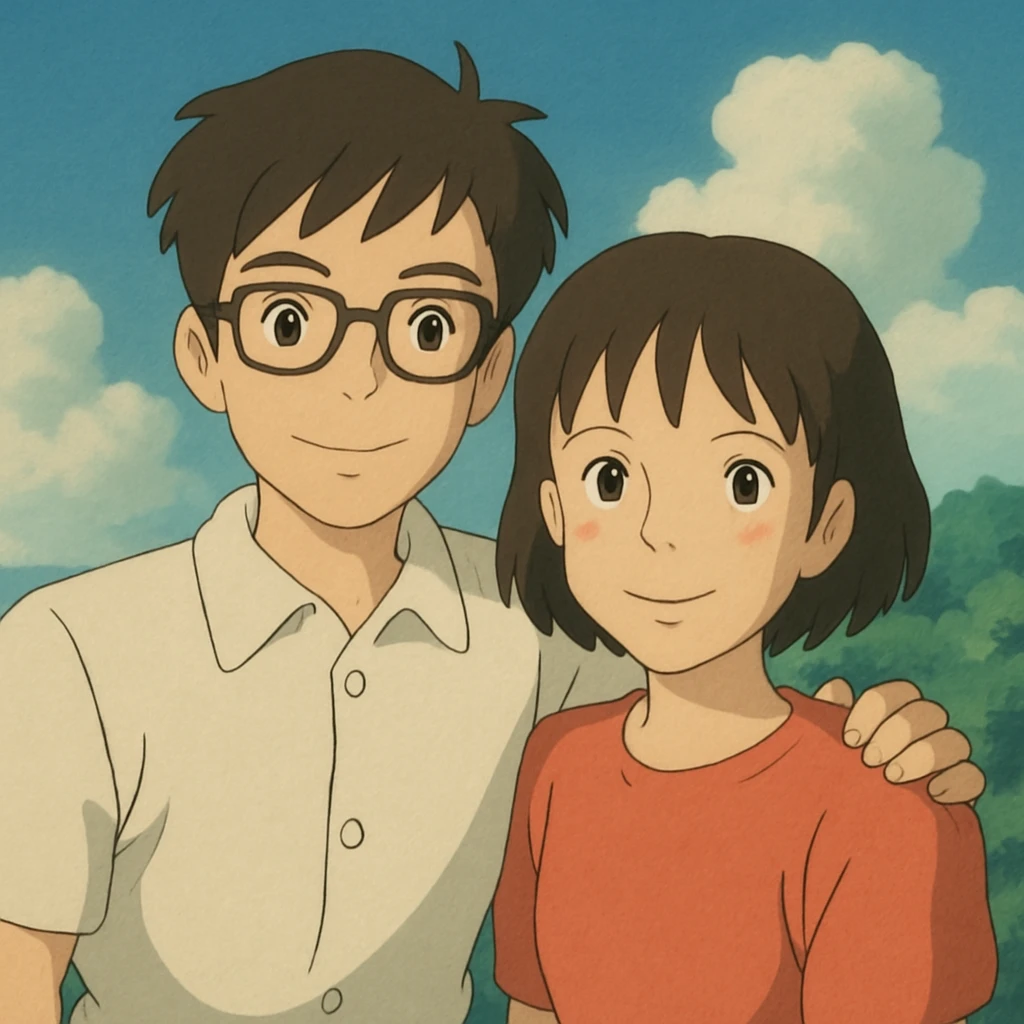 couple pose for photo emoji