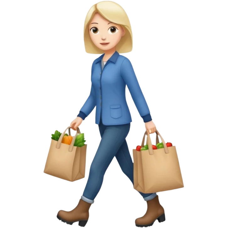Una donna con gli stivaletti che va a fare la spesa emoji