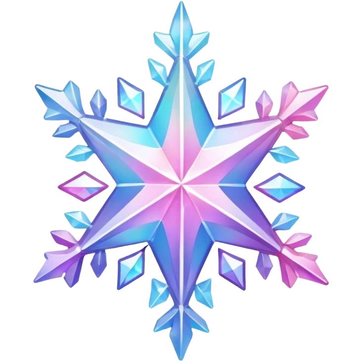 Gradient iridescent Pastel rainbow Pink violet blue white crystal star snowflake  emoji