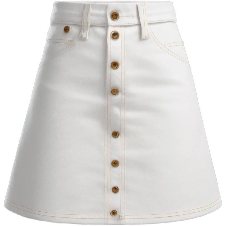 Realistic A-line high waisted white denim skirt, isolated emoji