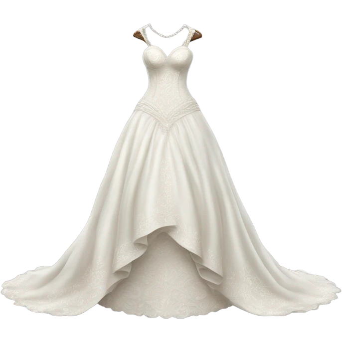 Hyper Realistic ornate 
Minimalistic Wedding dress displays emoji
