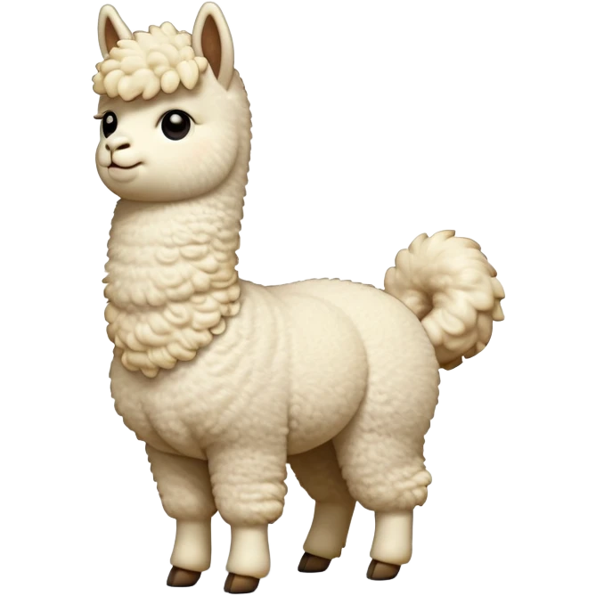 cinematic-[cream alpaca]-realistic-full-body-standing-emoji,-tail-flicking-lazily,-head-tilted-dramatically,-curly-[cream]-fur,-simplified-yet-realistic-focused-features,-highly-detailed,-glowing-with-an-almost-sarcastic-glow emoji