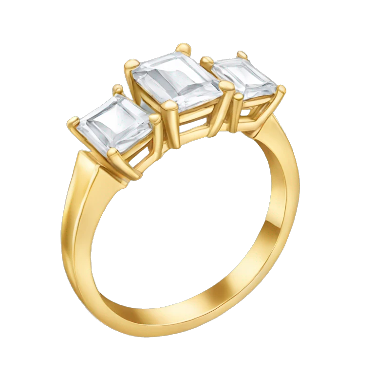 Gold engagement ring with three rectangular stones  emoji