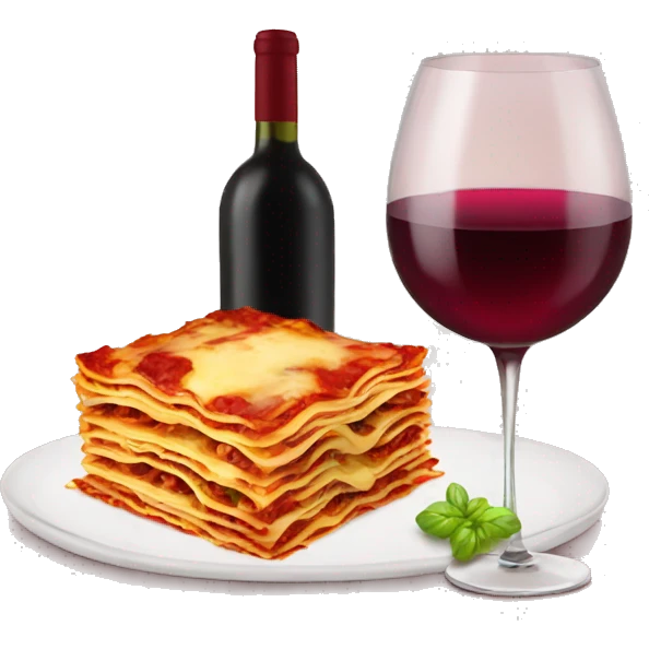 Lasagna and wine emoji