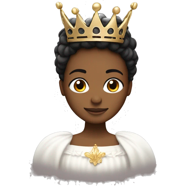 Reina de pelo lacio negro Y piel blanca, con corona y alas  emoji