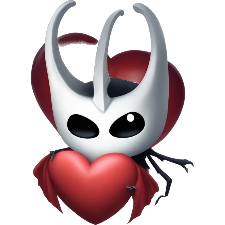 little hollow knight with big red heart emoji