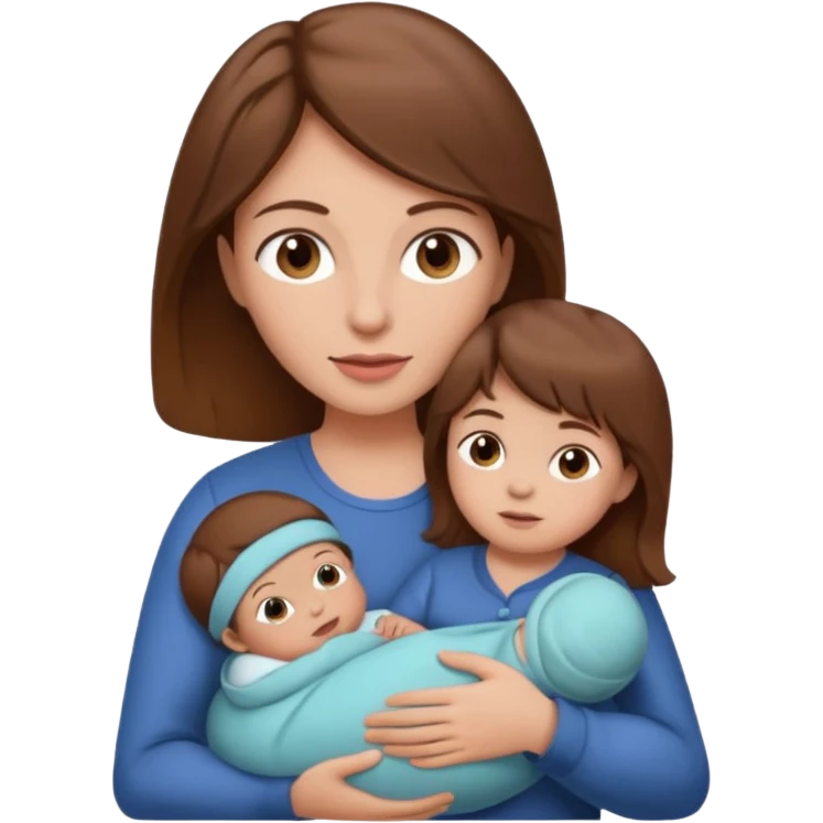 Mother holding infant brown hair fair skin emoji