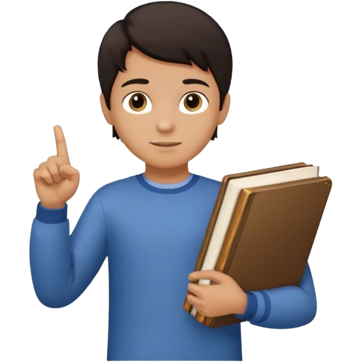 պետք է լինի կանգնած տղա որի աջ ձեռքում կլինեն գրքեր իսկ մյուս ձեռքը ցույց կկտա ձախ բայց տղային ցույց տուր մուգ մազերով չէ ձեռքերի դիրքը փոխի emoji