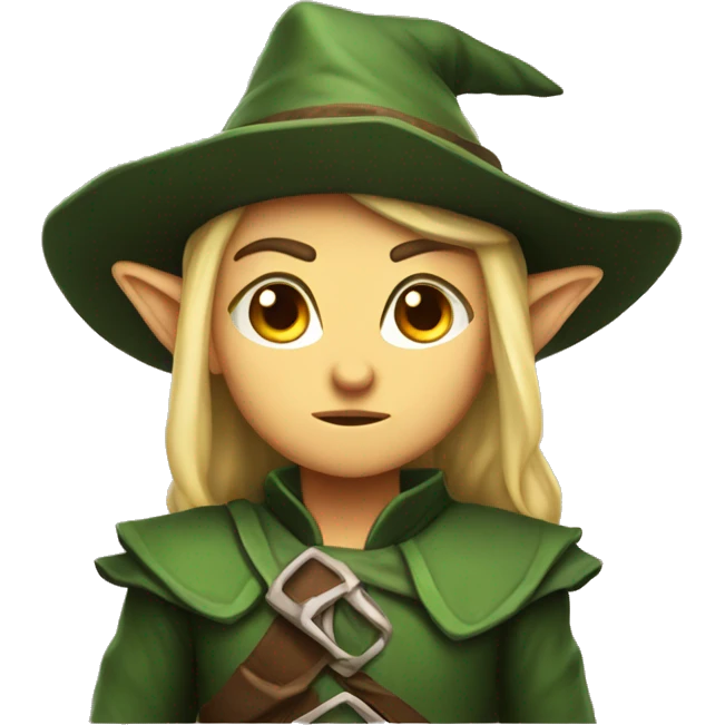 Fierce elf ranger wearing fedora  emoji