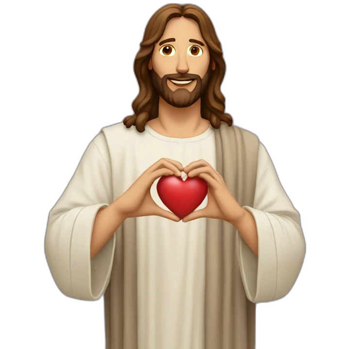 Jesus making heart with hands emoji